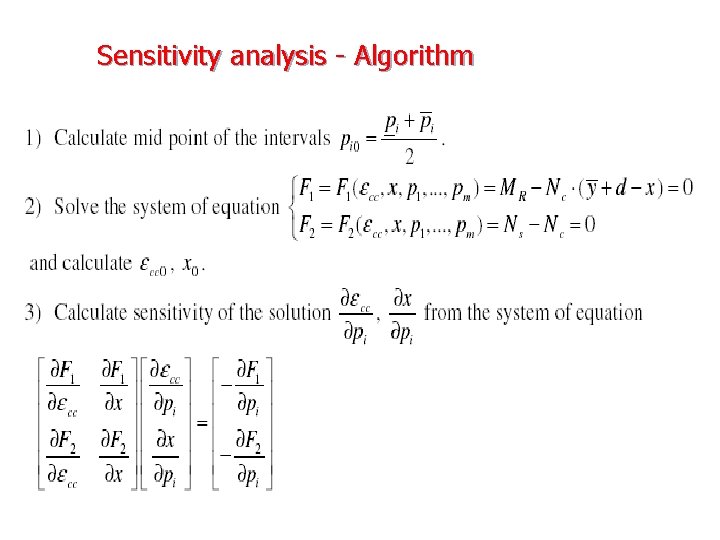 Sensitivity analysis - Algorithm 