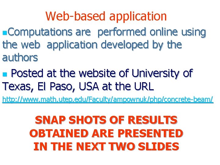 Web-based application n. Computations are performed online using the web application developed by the