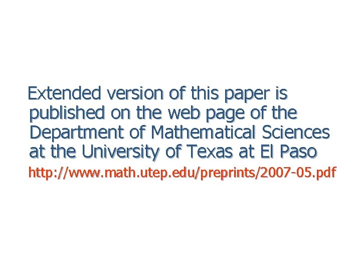 Extended version of this paper is published on the web page of the Department