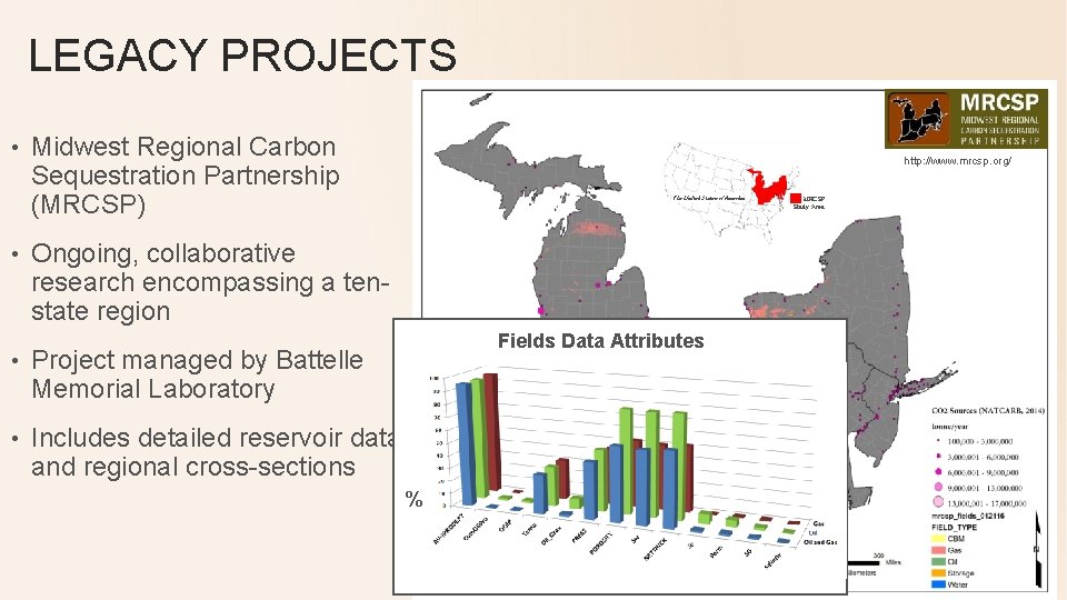 LEGACY PROJECTS • • Midwest Regional Carbon Sequestration Partnership (MRCSP) http: //www. mrcsp. org/