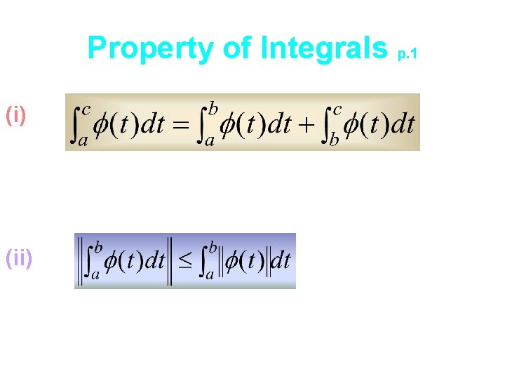 Property of Integrals p. 1 (i) (ii) 