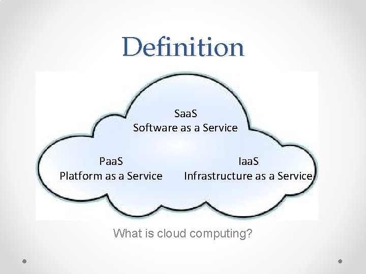 Definition Saa. S Software as a Service Paa. S Platform as a Service Iaa.