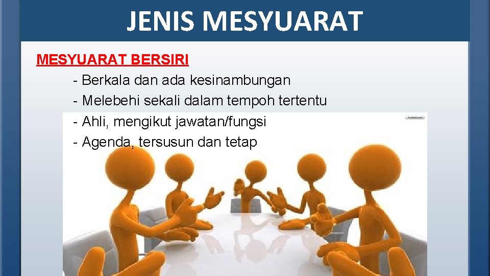 JENIS MESYUARAT BERSIRI - Berkala dan ada kesinambungan - Melebehi sekali dalam tempoh tertentu