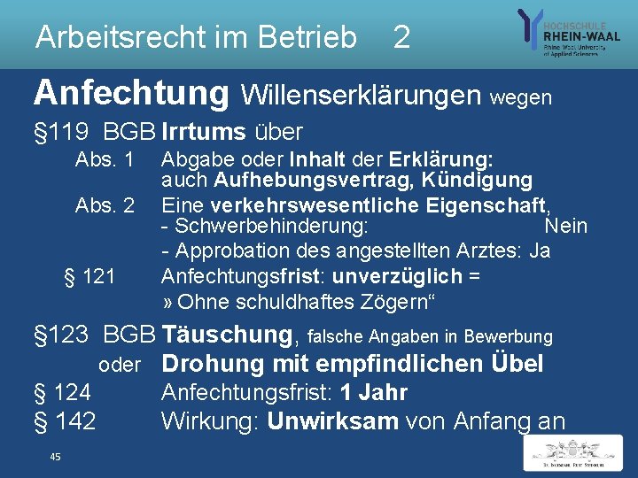 Arbeitsrecht im Betrieb 2 Anfechtung Willenserklärungen wegen § 119 BGB Irrtums über Abs. 1