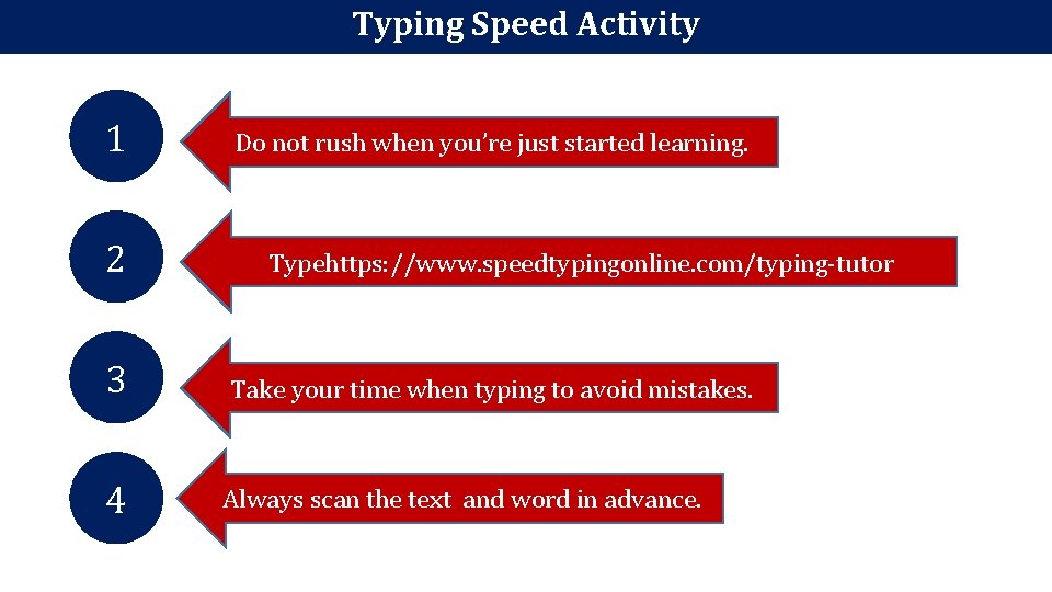 Typing Speed Activity 1 2 Do not rush when you’re just started learning. Typehttps: