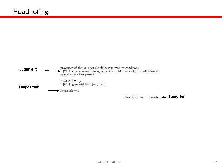 Headnoting Judgment Disposition Reporter Lexis. Nexis® Confidential 17 