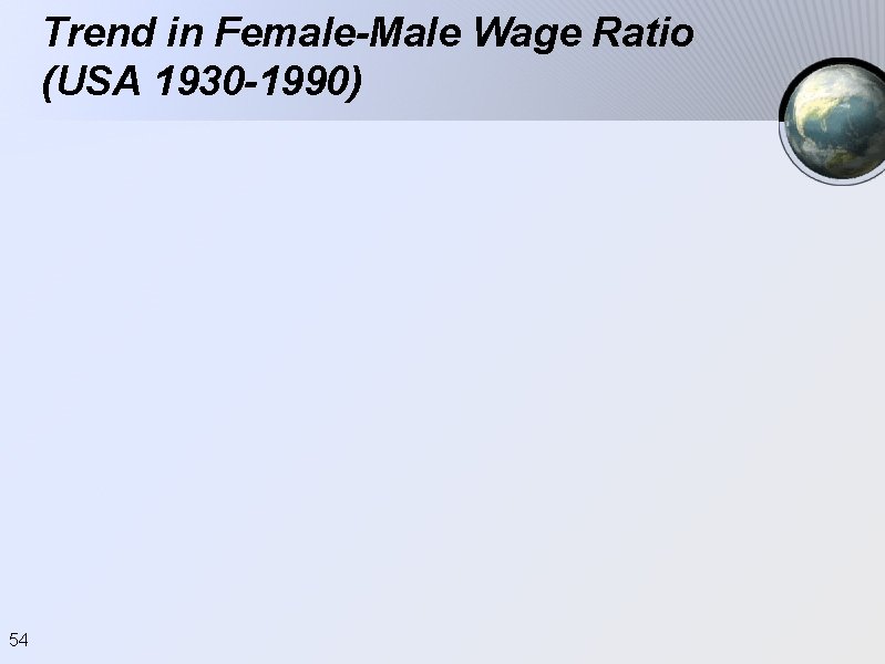 Trend in Female-Male Wage Ratio (USA 1930 -1990) 54 Trend in Female-Male Wage Ratio (USA 1930 -1990) 54