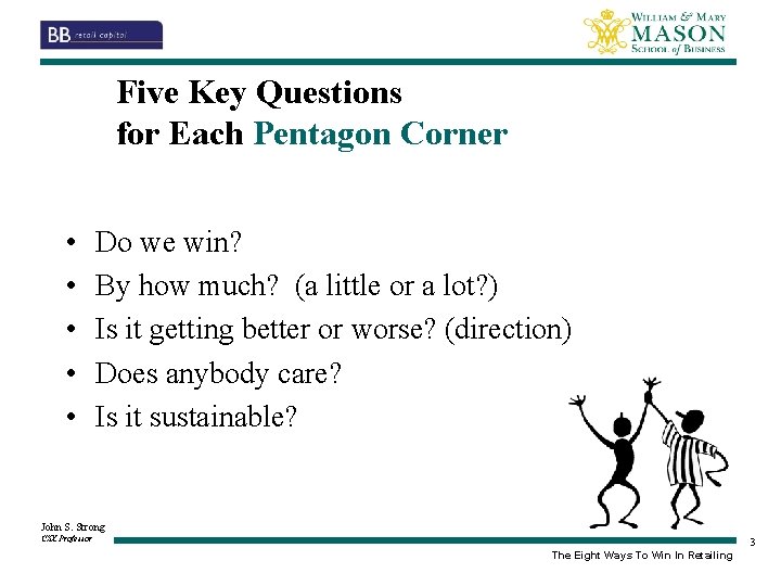 Five Key Questions for Each Pentagon Corner • • • Do we win? By