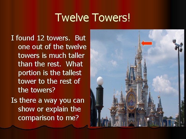 Twelve Towers! I found 12 towers. But one out of the twelve towers is