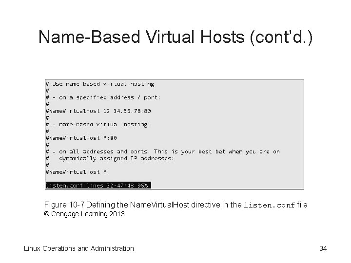 Name-Based Virtual Hosts (cont’d. ) Figure 10 -7 Defining the Name. Virtual. Host directive
