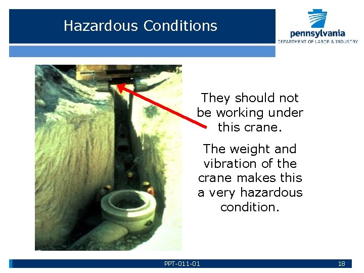 Hazardous Conditions They should not be working under this crane. The weight and vibration