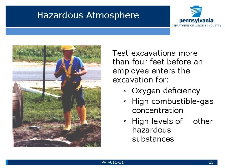 Hazardous Atmosphere Test excavations more than four feet before an employee enters the excavation