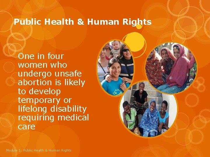 Public Health & Human Rights One in four women who undergo unsafe abortion is