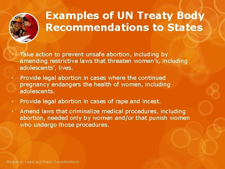 Examples of UN Treaty Body Recommendations to States • Take action to prevent unsafe