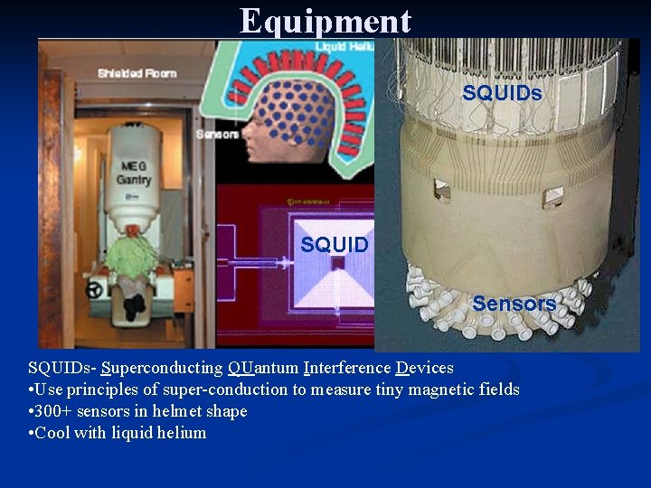 Equipment SQUIDs SQUID Sensors SQUIDs- Superconducting QUantum Interference Devices • Use principles of super-conduction