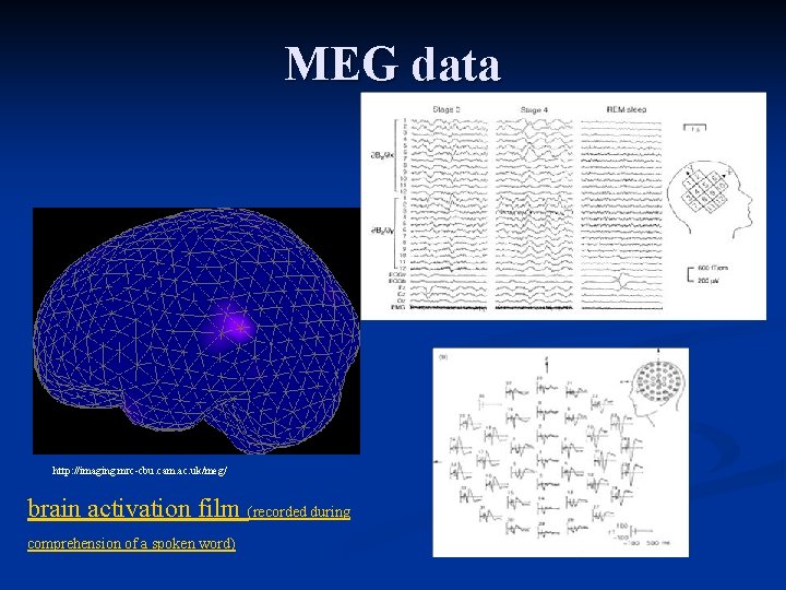MEG data http: //imaging. mrc-cbu. cam. ac. uk/meg/ brain activation film (recorded during comprehension