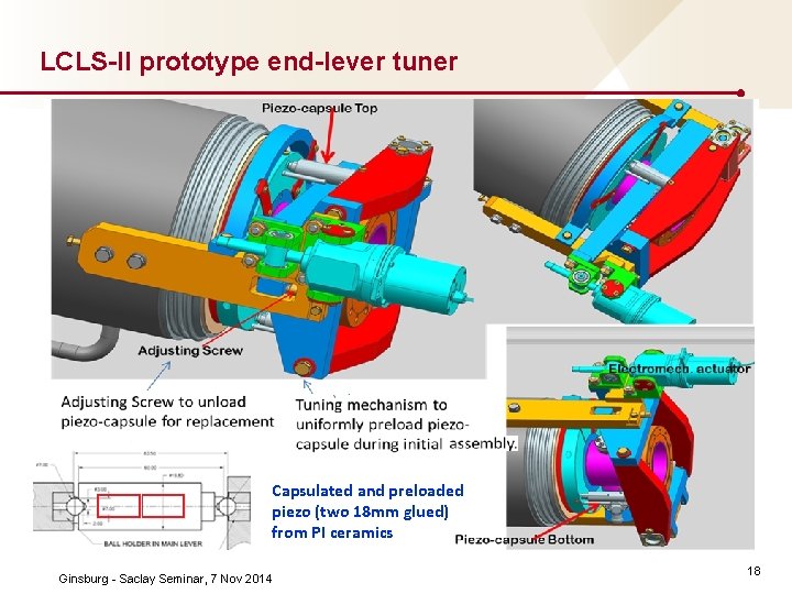LCLS-II prototype end-lever tuner Capsulated and preloaded piezo (two 18 mm glued) from PI