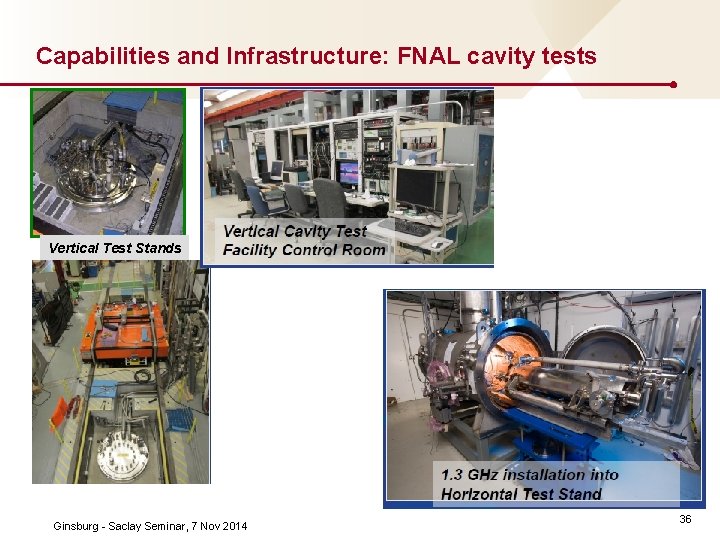 Capabilities and Infrastructure: FNAL cavity tests Vertical Test Stands Ginsburg Saclay Seminar, 7 Nov