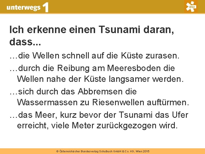 Ich erkenne einen Tsunami daran, dass. . . …die Wellen schnell auf die Küste