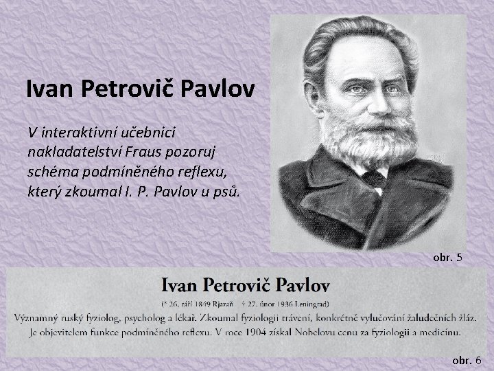 Ivan Petrovič Pavlov V interaktivní učebnici nakladatelství Fraus pozoruj schéma podmíněného reflexu, který zkoumal