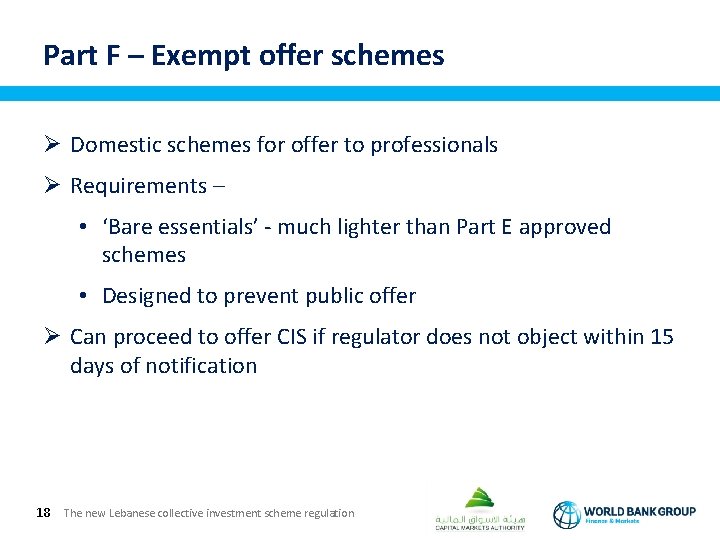 Part F – Exempt offer schemes Ø Domestic schemes for offer to professionals Ø