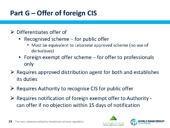 Part G – Offer of foreign CIS Ø Differentiates offer of • Recognised scheme