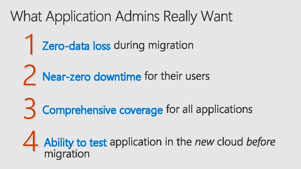 1 2 3 4 Zero-data loss Near-zero downtime Comprehensive coverage Ability to test 