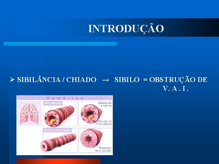 INTRODUÇÃO Ø SIBIL NCIA / CHIADO → SIBILO = OBSTRUÇÃO DE V. A. I.