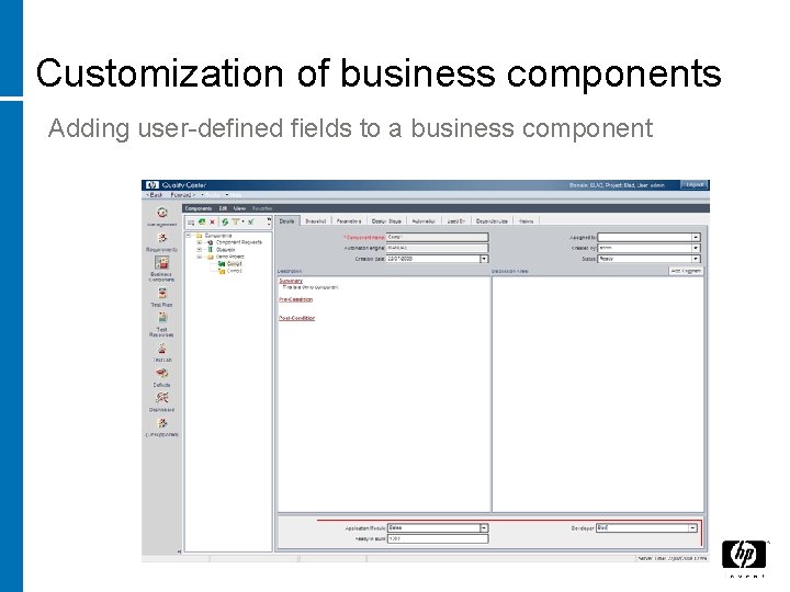 Customization of business components Adding user-defined fields to a business component 