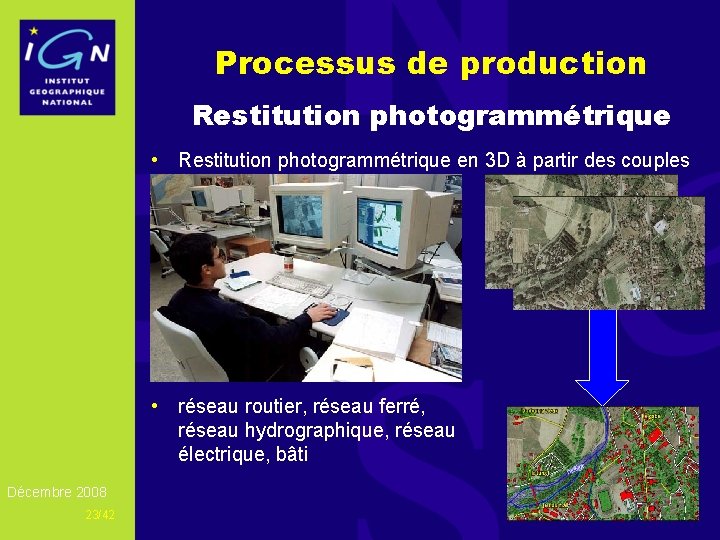 Processus de production Restitution photogrammétrique • Restitution photogrammétrique en 3 D à partir des