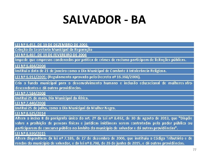 SALVADOR - BA LEI Nº 6. 452, DE 19 DE DEZEMBRO DE 2003 Criação SALVADOR - BA LEI Nº 6. 452, DE 19 DE DEZEMBRO DE 2003 Criação