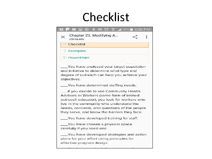 Checklist 