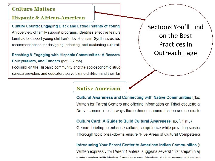 Sections You’ll Find on the Best Practices in Outreach Page 