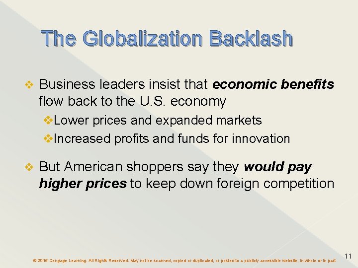 The Globalization Backlash v Business leaders insist that economic benefits flow back to the