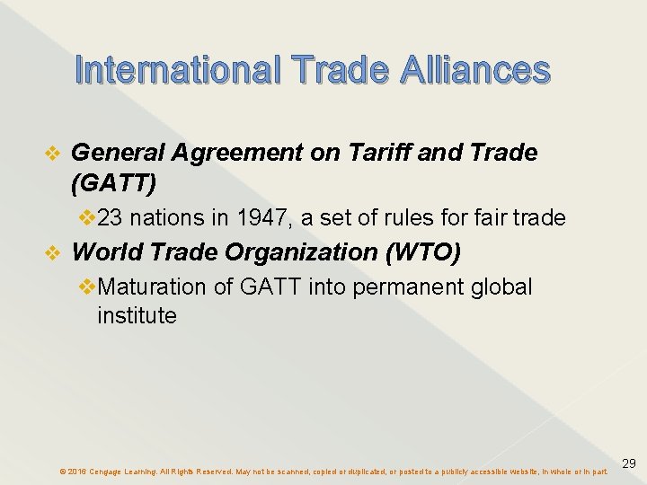 International Trade Alliances v General Agreement on Tariff and Trade (GATT) v 23 nations