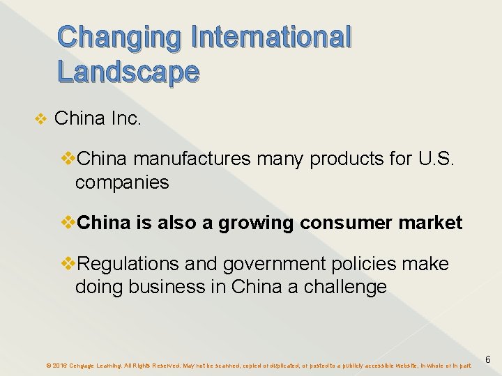 Changing International Landscape v China Inc. v. China manufactures many products for U. S.