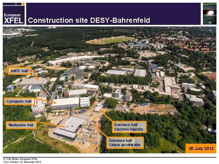 Construction site DESY-Bahrenfeld 18 AMTF hall Cryogenic hall Modulator hall Entrance hall Electron injector