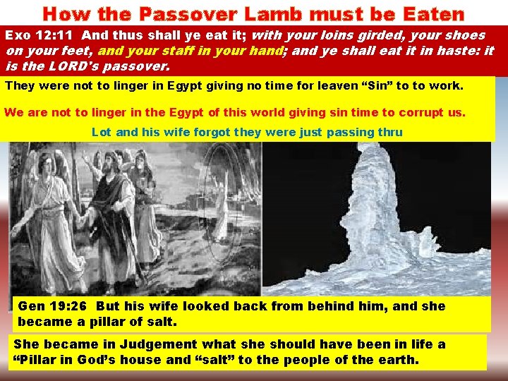 How the Passover Lamb must be Eaten Exo 12: 11 And thus shall ye