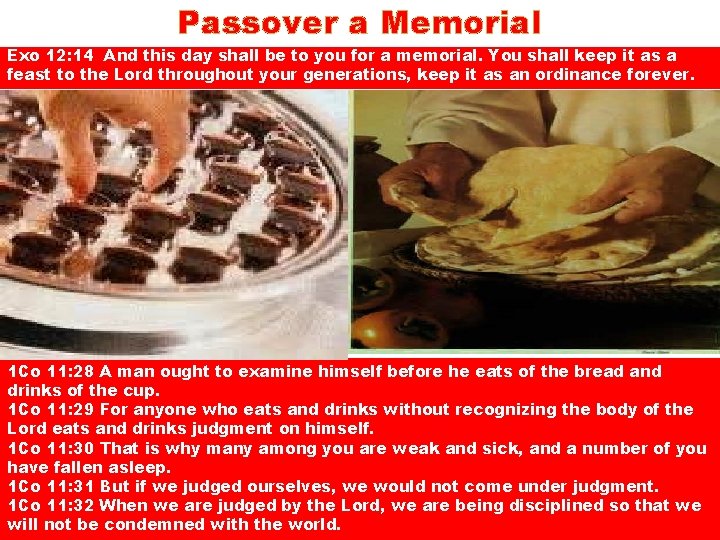 Passover a Memorial Exo 12: 14 And this day shall be to you for