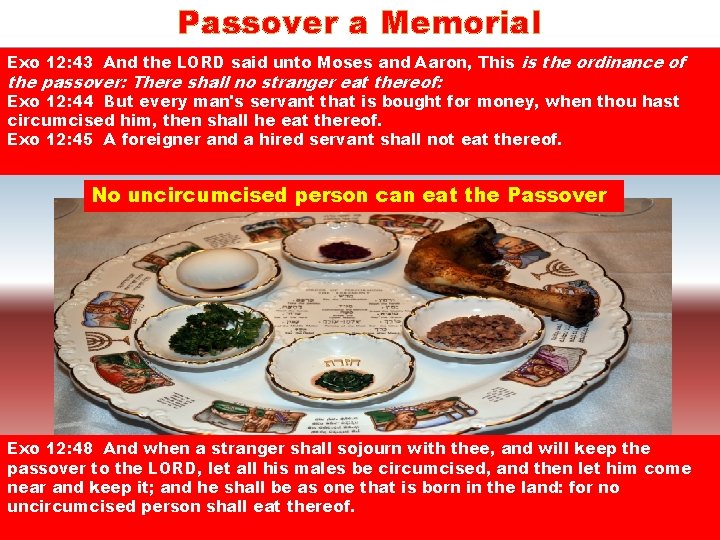 Passover a Memorial Exo 12: 43 And the LORD said unto Moses and Aaron,