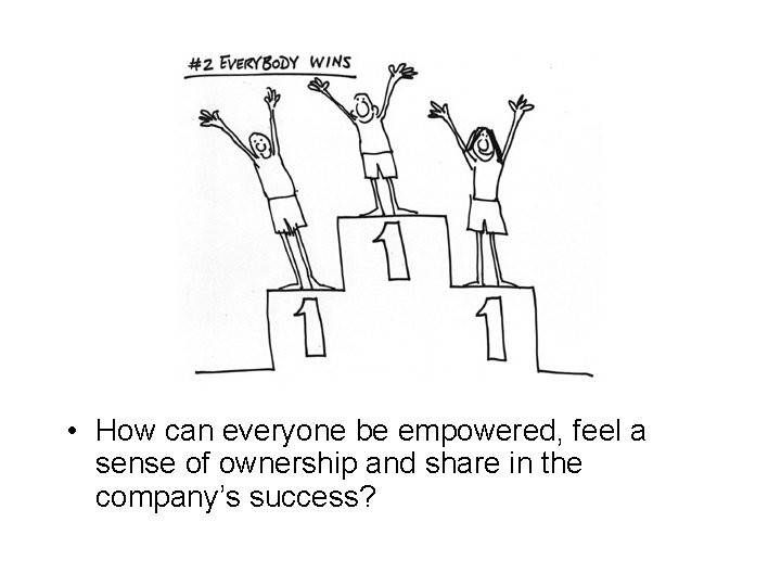  • How can everyone be empowered, feel a sense of ownership and share
