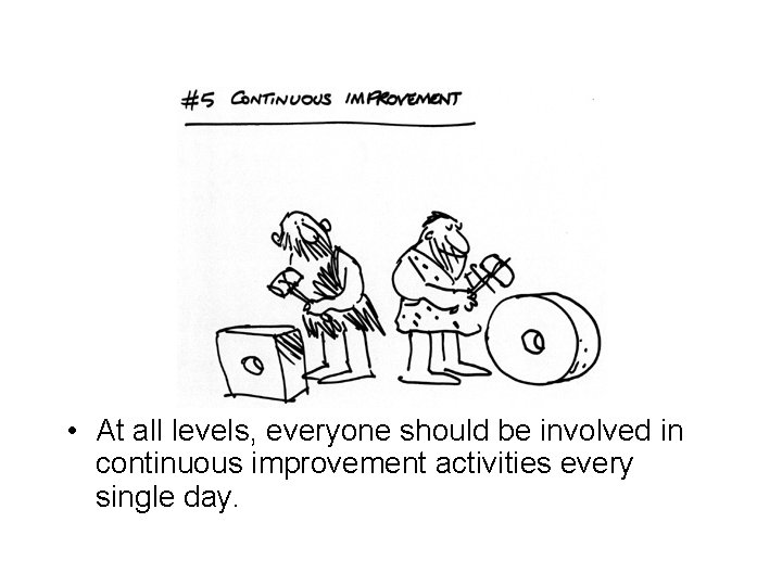  • At all levels, everyone should be involved in continuous improvement activities every