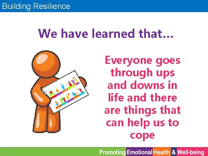 Building Resilience We have learned that… Everyone goes through ups and downs in life