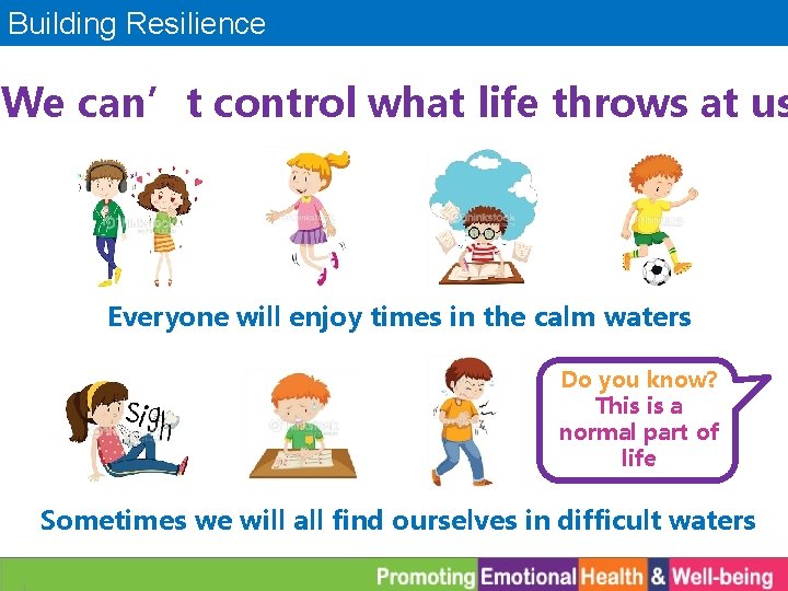 Building Resilience We can’t control what life throws at us Everyone will enjoy times