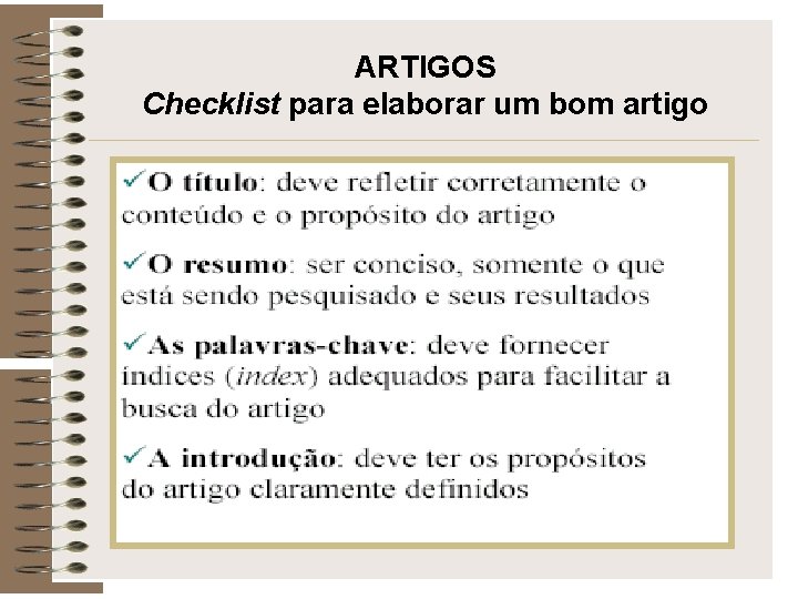 ARTIGOS Checklist para elaborar um bom artigo 