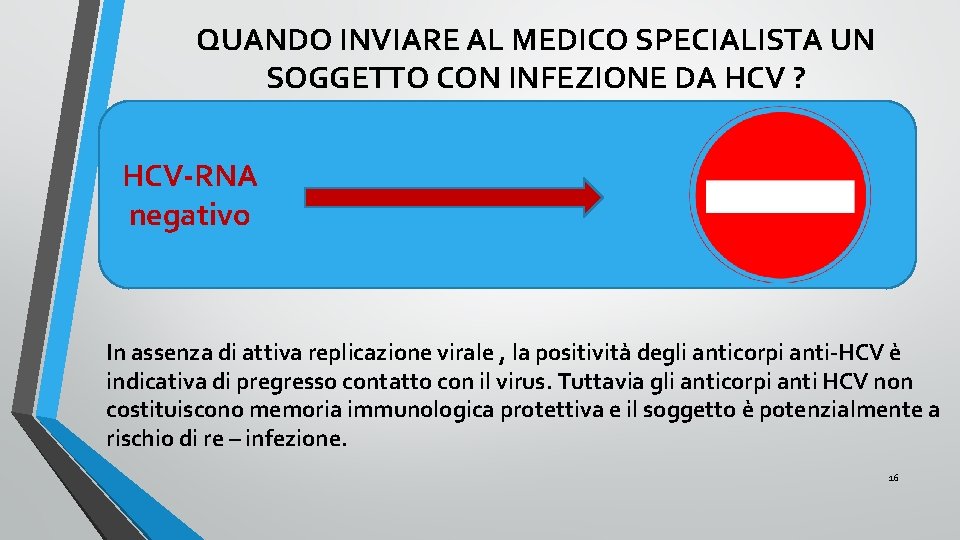 QUANDO INVIARE AL MEDICO SPECIALISTA UN SOGGETTO CON INFEZIONE DA HCV ? HCV-RNA negativo