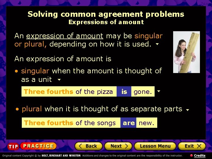 Solving common agreement problems Expressions of amount An expression of amount may be singular