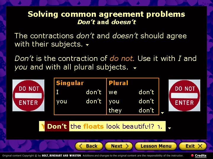 Solving common agreement problems Don’t and doesn’t The contractions don’t and doesn’t should agree