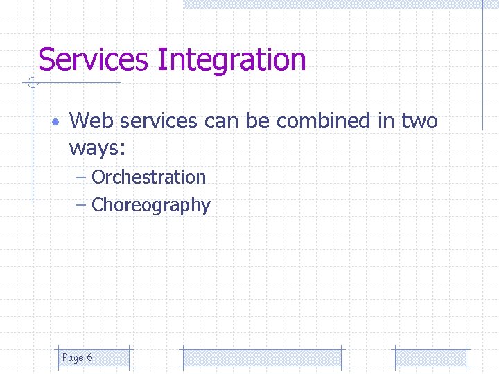 Services Integration • Web services can be combined in two ways: – Orchestration –