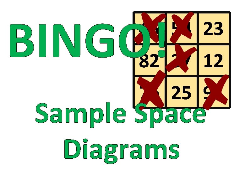 BINGO! 45 54 23 82 37 12 76 25 91 Sample Space Diagrams 